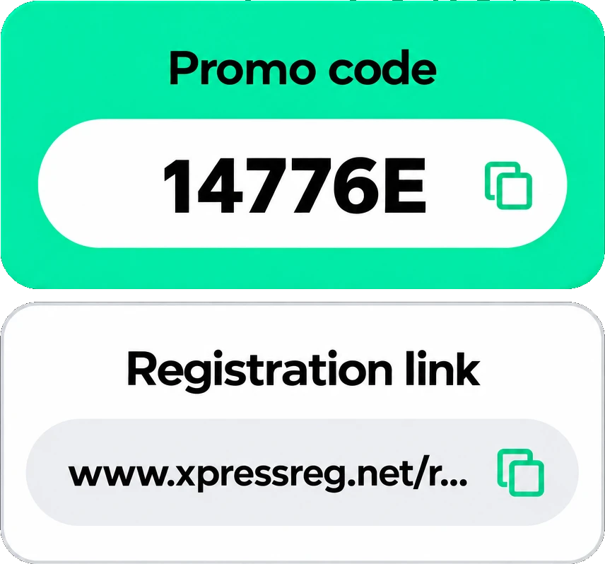 Your promo code and registration link